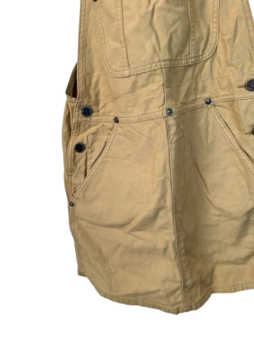 TNA Aritzia Khaki Canvas Overall Skirt XXS Utility Pinafore Mini Adjustable Stra - Picture 4 of 16